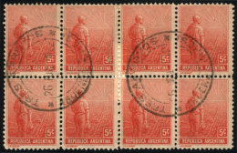 GJ.317, Block Of 8, With Cancel Of TRES ARROYOS (Buenos Aires), VF! - Autres & Non Classés