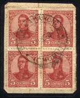 GJ.292, Perf 13¼, Block Of 4 With Cancel Of BAHÍA CAMARONES (Chubut), VF! - Other & Unclassified