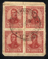 GJ.292, Perf 13¼, Block Of 4 With Cancel Of BAHÍA CAMARONES (Chubut), VF! - Andere & Zonder Classificatie