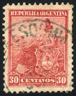 GJ.254, 30c Dull Vermilion, Perf 12¼, With Cancel Of ESQUINA (Corrientes), VF! - Other & Unclassified