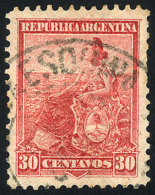 GJ.254, 30c Dull Vermilion, Perf 12¼, With Cancel Of ESQUINA (Corrientes), VF! - Andere & Zonder Classificatie