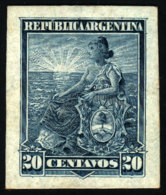 GJ.229, 20c Seated Liberty, PROOF On Glazed Card, In Blue (1958 Kneitschel, Volume II, Page 696), VF! - Other & Unclassified