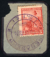 GJ.222, On Fragment, With Cancel Of BERABERA (Santa Fe) In Violet, Rare!! - Andere & Zonder Classificatie