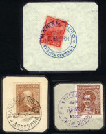 GJ.222 + 737 + 800, Some On Fragment, With Cancels Of MARIANO MIRÓ (La Pampa), In 3 Different Colors, VF! - Andere & Zonder Classificatie