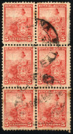 GJ.222, Block Of 6 With Cancel Of TEODOLINA (Santa Fe), Light Spots - Other & Unclassified