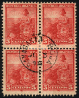 GJ.222, Block Of 4, With Cancel Of SANAGASTA (La Rioja) For 3/JUL/1903, VF Quality! - Other & Unclassified