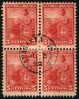 GJ.222, Block Of 4, With Cancel Of SANAGASTA (La Rioja) For 3/JUL/1903, VF Quality! - Andere & Zonder Classificatie