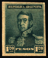 GJ.187, $1.20 San Martín, PROOF Printed On Card In Green (1958 Kneitschel, Volume II, Page 694), VF! - Other & Unclassified