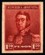 GJ.187, $1.20 San Martín, PROOF Printed On Card In Red (1958 Kneitschel, Volume II, Page 694), VF! - Other & Unclassified