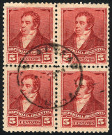 GJ.178, 5c Rivadavia, Block Of 4 With Cancel Of ALVEAR (CORRIENTES), VF Quality! - Other & Unclassified