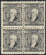 GJ.114A, 60c Posadas, Black-gray, Block Of 4, 2 Lightly Hinged And 2 MNH, VF Quality! - Autres & Non Classés