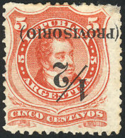 GJ.59i, ½c On 5c., Small P, Not Perforated Across Middle Of The Stamp, With VARIETY: INVERTED Overprint, VF... - Autres & Non Classés