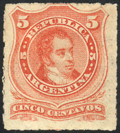 GJ.48, 5c Rivadavia, Rouletted, Very Fresh Gum, Catalog Value US$150, VF Quality! - Other & Unclassified