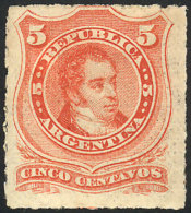 GJ.48, 5c Rivadavia, Rouletted, Very Fresh Gum, Catalog Value US$150, VF Quality! - Andere & Zonder Classificatie