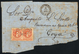 GJ.38 X2, On Large Fragment, With Cancels Of ROSARIO In Ellipse + Datestamp With Maltese Cross For 3/OC/1870, VF! - Autres & Non Classés