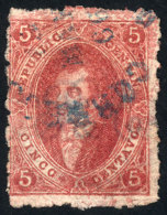 GJ.25f, 5c 4th Printing, Semi-clear Impression, VARIETY: Thin Paper Of 80 Microns, With Defect, Very Fine... - Oblitérés