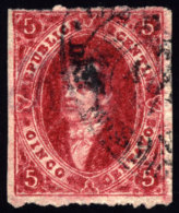 GJ.25, 5c 4th Printing, Carmine Rose, Used In Buenos Aires, Excellent Quality! - Gebruikt