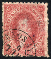 GJ.25, 5c 4th Printing, Worn Impression, Datestamp Of Buenos Aires, With VARIETY: Month INVERTED, Light Thin On... - Used Stamps