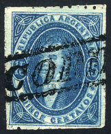 GJ.24, 15c. Semi-clear Impression, Used In Córdoba, With Top Sheet Margin (line Watermark), Pressed Out... - Used Stamps