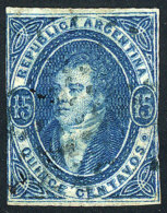 GJ.24, 15c. Semi-clear Impression, Dotted Cancel, Trimmed With Scissors, Thins On Back, Low Start! - Gebruikt