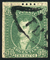 GJ.23, 10c. Inky Impression, With TUCUMÁN - FRANCA Cancel In Fan (+75%), Excellent! - Used Stamps
