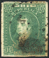 GJ.23, 10c. Inky Impression, With Large Ink Spot From The Dotted Cancel, VF! - Used Stamps