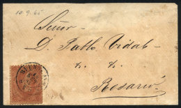 GJ.20, 5c 3rd Printing, Clear Impression, On A Folded Cover Sent From Buenos Aires To Rosario In SE/1865, The Stamp... - Oblitérés