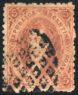GJ.20, 5c 3rd Printing, Clear Impression, Dun Color, With 6x6 Dotted Lozenge Cancel Of GUALEGUAY, Excellent! - Used Stamps