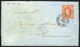 GJ.19, 5c 1st Or 2nd Printing, Semi-clear Impression, On Entire Letter Sent From Rosario To Tucumán On... - Used Stamps