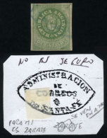 GJ.10, 10c. WITH Accent, Yellow Green, With Blue ADMINISTRACIÓN Cancel, Probably Of ZÁRATE, Small... - Usados