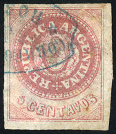 GJ.7, 5c. Rose, With Accent, Used In Rosario, With Defects. - Gebraucht