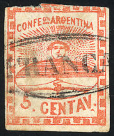 GJ.1e, 5c Small Figures, With DOUBLE Period After "CENTAV..", Black FRANCA Cancel Of San Luis In Double Ellipse... - Gebruikt