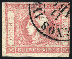 GJ.21, 1P. Pale Rose, Used In Buenos Aires, Minor Defect. - Buenos Aires (1858-1864)