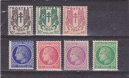 FRANCE    1945-47  Y.T. N° 670  à  681  Incomplet  NEUF**   672* - 1945-47 Ceres (Mazelin)