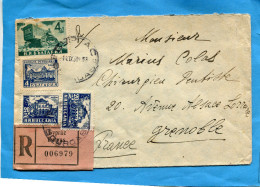 MARCOPHILIE-lettre REC-BULGARIE->Françe-cad Burgas -4 Stamps Tracteur  Et Sites - Storia Postale