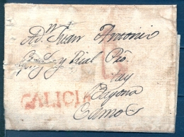 1797 , GALICIA , CARTA CIRCULADA ENTRE CORUÑA Y CAMOS  , MARCA PREF. Nº 6 EN ROJO. RARA - ...-1850 Préphilatélie