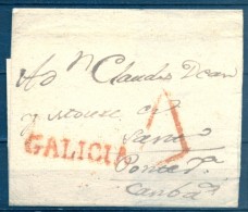 1778 - 85 , GALICIA , ENVUELTA CIRCULADA ENTRE CORUÑA Y CAMBADOS  , MARCA PREF. Nº 5 EN ROJO. RARA - ...-1850 Vorphilatelie