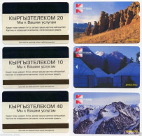 KYRGYZSTAN: 1st Set Of 3 Phone Cards W/ Magnetic Strip MOUNTAINS NOMAD KYRGYZTELECOM - Gebirgslandschaften