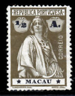 !										■■■■■ds■■ Macao 1913 AF#210* Ceres 1/2 Avo Chalky 15x14 (x3104) - Ungebraucht