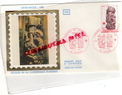 80 - AMIENS - ENVELOPPE 1ER JOUR- 1980- CROIX ROUGE -STALLES DE LA CATHEDRALE - Amiens