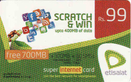 Sri Lanka Prepaid Internet Card 99 Rs Etisalat - Other & Unclassified