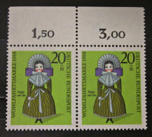 Briefmarken BRD Bund Deutschland 1968 Paar Wohlfahrt Puppen Rand Postfrisch - Ungebraucht