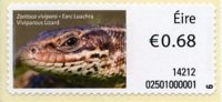 IRELAND (2014). SOAR - ATM - Zootoca Vivipara - Earc Luachra - Viviparous Lizard - Lézard Vivipare - Waldeidechse - Frankeervignetten (Frama)