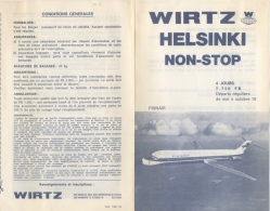 Publicité Wirtz/Finnair. Helsinki , Saison Octobre 1976. + Enveloppe Finnair. - Advertisements