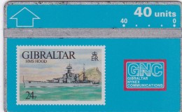 Gibraltar, GIB-26, HMS Hood, 40u. Ship, 2 Scans. - Gibilterra