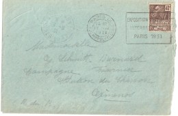 3494 PARIS IX Lettre Ob Mécanique Exposition Coloniale Internationale Paris 1931 Yv 271 40 C Sepia - Briefe U. Dokumente