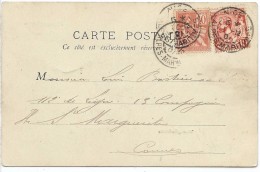 LCTN41- MONACO CPA AFFRANCHISSEMENT DOUBLE TPM MONACO ET TPM FRANCE 1/12/1901 - Covers & Documents