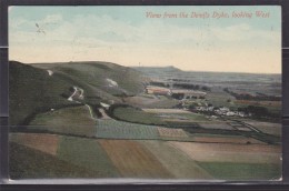 = Carte Postale Angleterre Devils Dyke, Brighton- Destination France 2 Timbres Au Verso - Brighton