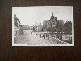 Carte Postale Ancienne De Guerlesquin: L'abside De L'église Et La Rue Principale - Guerlesquin