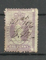 QUEENSLAND O 1871 Stamp Duty Stempelmarke 1 Penny O - Gebruikt